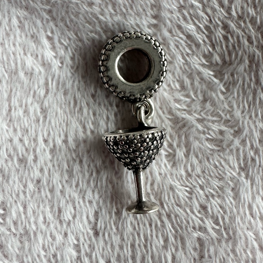 Authentic Pavé cocktail glass dangle charm